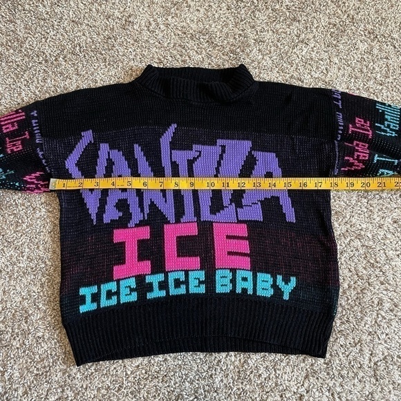 Vintage 1991 Rags Knitwear Vanilla Ice color block knit sweater size XS/small - Picture 5 of 12